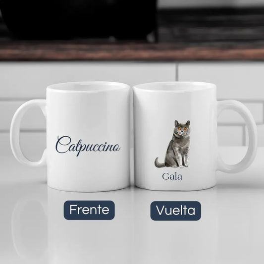 Catpuccino, Taza Personalizada con Frase y Gatito