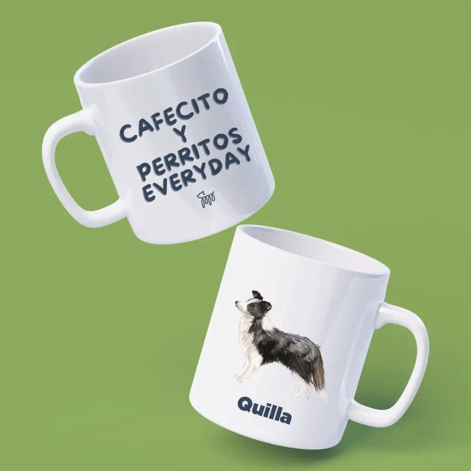 Cafecito y Perritos Everyday - Taza Personalizada con Frase + Ilustraciones Acuarela