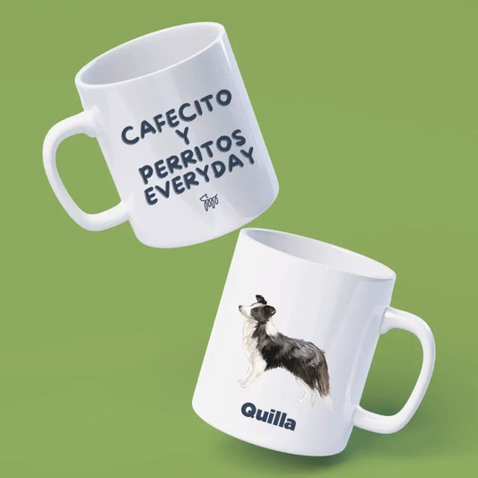 Cafecito y Perritos Everyday - Taza Personalizada con Frase + Ilustraciones Acuarela